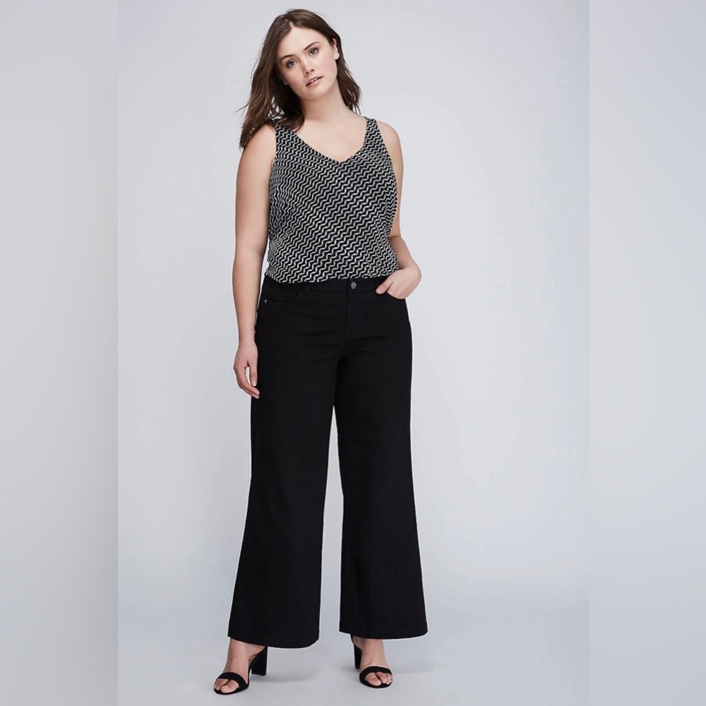 Lane Bryant A-line wide leg trouser jean size 20 black #102